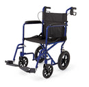 Medline Basic Aluminum Transport Chair with Permanent Full-Length Arms, Swing-Away Footrests and 12" Wheels