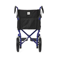 Medline Basic Aluminum Transport Chair with Permanent Full-Length Arms, Swing-Away Footrests and 12" Wheels