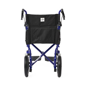 Medline Basic Aluminum Transport Chair with Permanent Full-Length Arms, Swing-Away Footrests and 12" Wheels