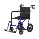 Medline Basic Aluminum Transport Chair with Permanent Full-Length Arms, Swing-Away Footrests and 12" Wheels