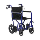 Medline Basic Aluminum Transport Chair with Permanent Full-Length Arms, Swing-Away Footrests and 12" Wheels