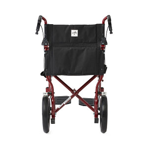 Medline Basic Aluminum Transport Chair with Permanent Full-Length Arms, Swing-Away Footrests and 12" Wheels