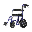 Medline Basic Aluminum Transport Chair with Permanent Full-Length Arms, Swing-Away Footrests and 12" Wheels