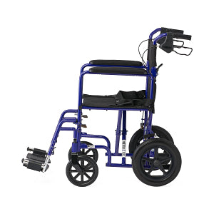 Medline Basic Aluminum Transport Chair with Permanent Full-Length Arms, Swing-Away Footrests and 12" Wheels