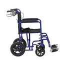 Medline Basic Aluminum Transport Chair with Permanent Full-Length Arms, Swing-Away Footrests and 12" Wheels