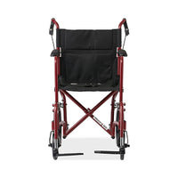 Medline Basic Aluminum Transport Chair with Permanent Full-Length Arms, Swing-Away Footrests and 12" Wheels