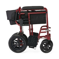 Medline Basic Aluminum Transport Chair with Permanent Full-Length Arms, Swing-Away Footrests and 12" Wheels