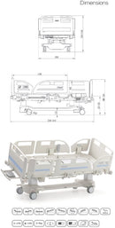 5 function fully electric hospital bed with mattress, remote control, and Trendelenburg