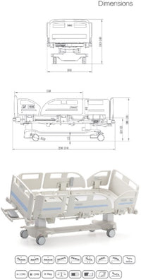 5 function fully electric hospital bed with mattress, remote control, and Trendelenburg
