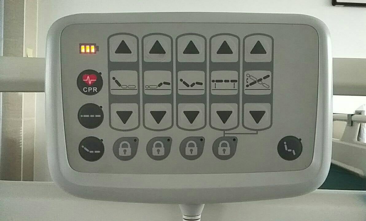 5 function fully electric hospital bed with mattress, remote control, and Trendelenburg
