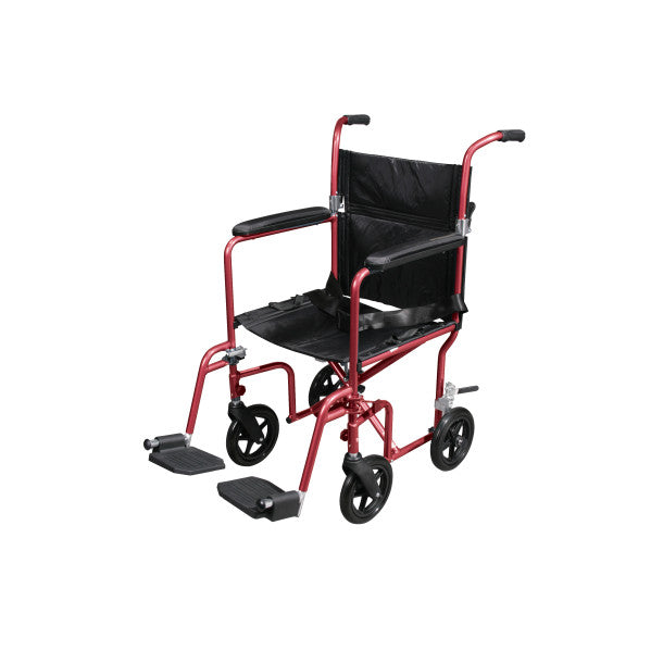 Drivemedical Deluxe Fly-Weight Aluminum Transport Chair with Removable Casters