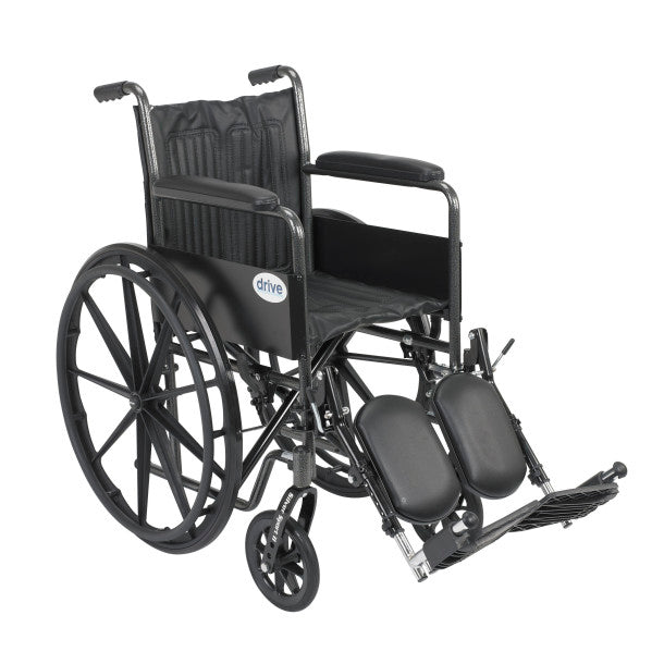 Silver Sport 2 Wheelchair (18") Fixed arms with Elevated footrest