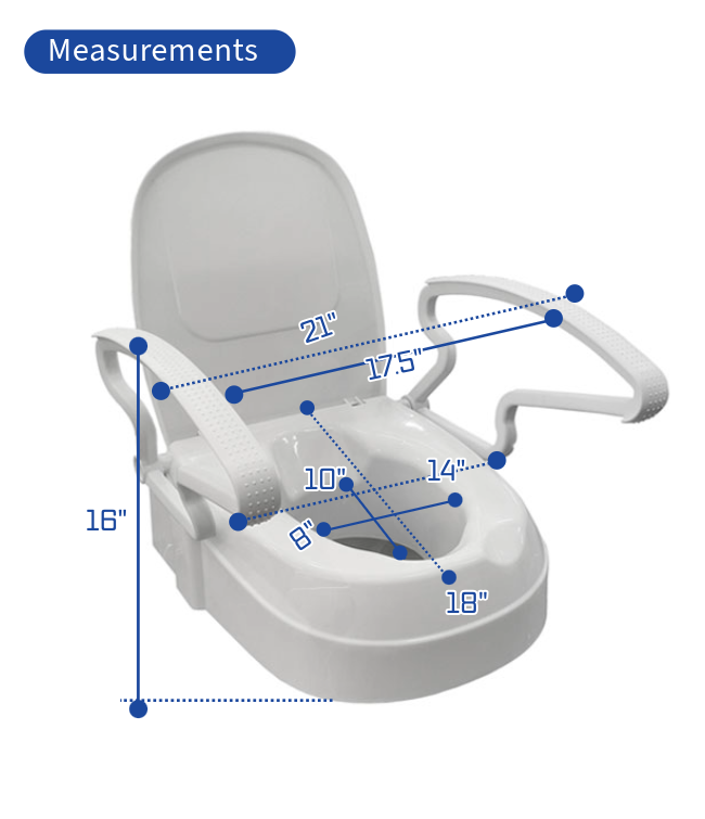 2″/4″/6″ Raised Toilet Seat with Arms