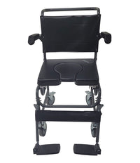 4 Way Padded Steel Commode Chair with Wheels