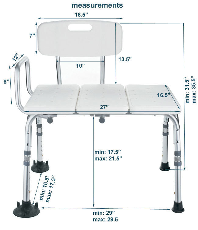 Transfer Bath Bench with Curtain Control: MHSBCS