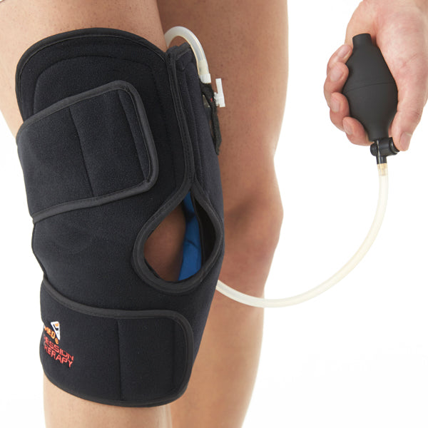 Knee Brace with Hot & Cold Compression Gel Pack For Injury & Pain Relief Adjustable Compression Knee Brace With Straps For Sports Injury - Black