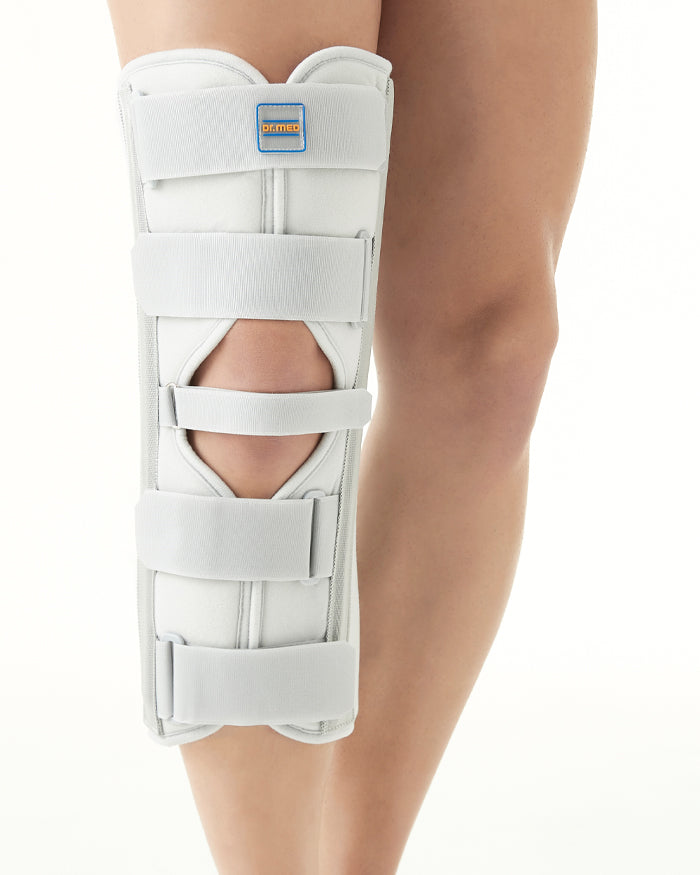 Leg Support Brace For Fracture, Post Surgery Short Length Velcro Strap Support To Knee & Leg - White