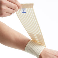 Dr Med Elastic Wrist Wrap -White | Wrist Compression and Support Wrap for Sprains, Strains, Tendonitis, Arthritis, Soft Tissue and Slight Distortions.