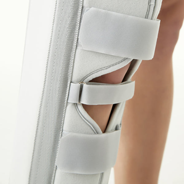 Leg Support Brace For Fracture, Post Surgery Short Length Velcro Strap Support To Knee & Leg - White